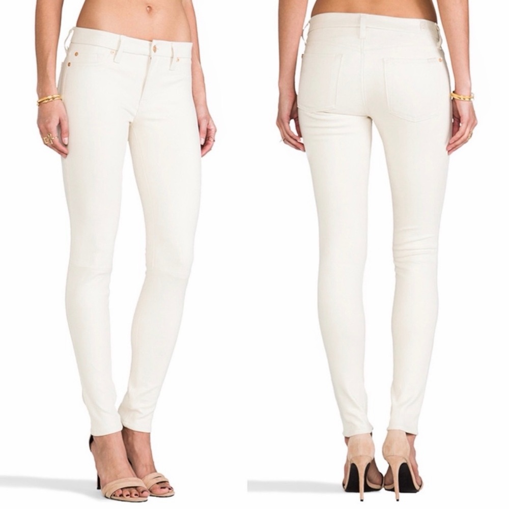 7 For All Mankind Women's Cream Skinny Pants